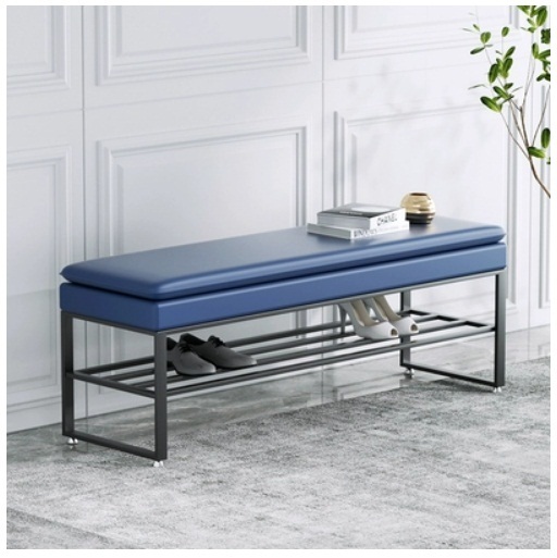 Hot Replaceable Shoe Stool Door Shoe Rack Bench Chair Entry Shoe Cabinet (Blue + Black Feet) 120x30x45cm