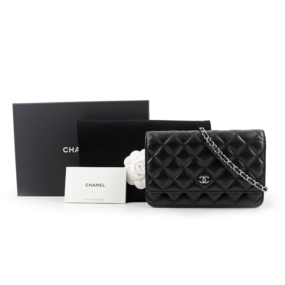 【CHANEL】經典CC Logo銀釦荔枝皮革WOC(黑色) AP0250 Y01588 C3906