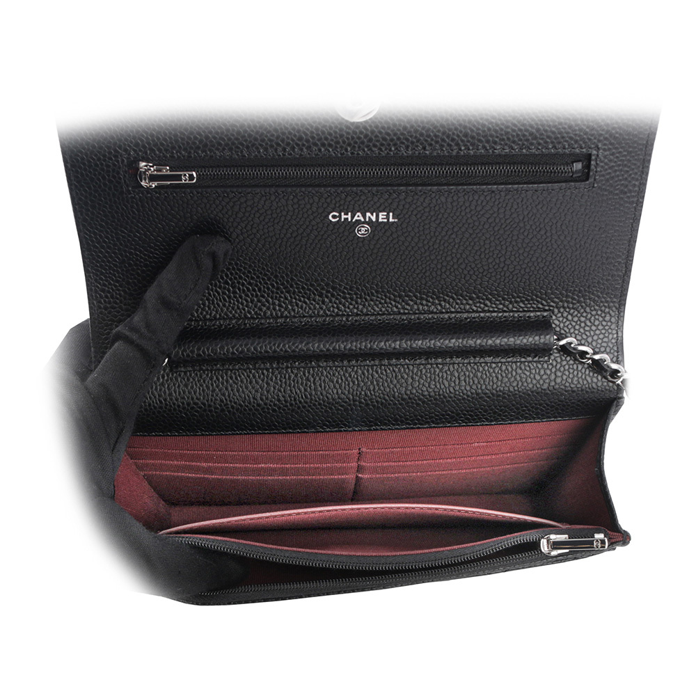 【CHANEL】經典CC Logo銀釦荔枝皮革WOC(黑色) AP0250 Y01588 C3906