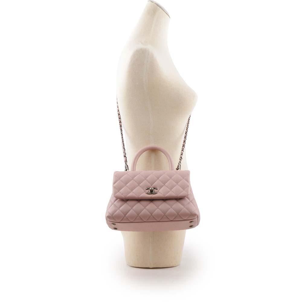 【CHANEL】仿舊銀釦粒紋牛皮Top Handle二用包(小號)(粉紫色) A92990 Y60972 3B178