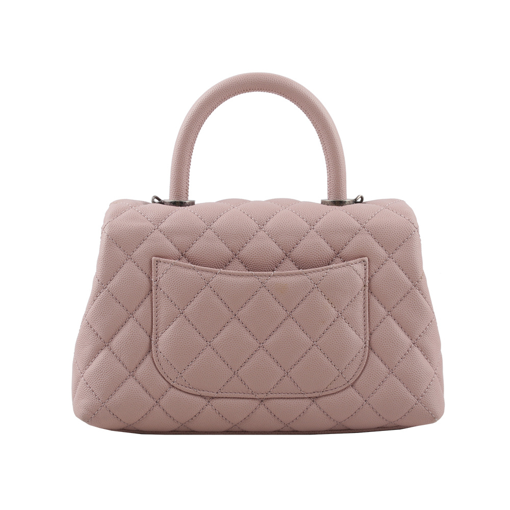 【CHANEL】仿舊銀釦粒紋牛皮Top Handle二用包(小號)(粉紫色) A92990 Y60972 3B178