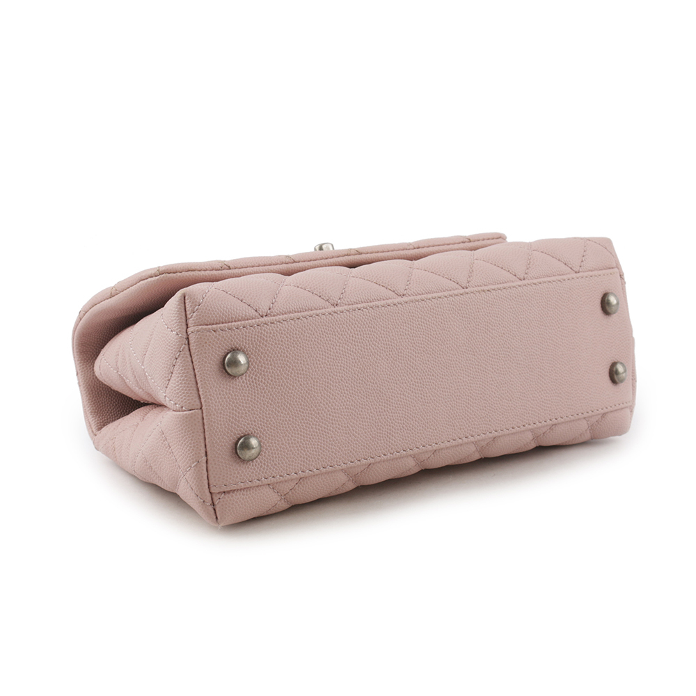 【CHANEL】仿舊銀釦粒紋牛皮Top Handle二用包(小號)(粉紫色) A92990 Y60972 3B178