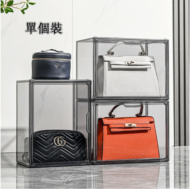 New see-through storage series shoe cabinet rack model display rack handbag cabinet toy cabinet (transparent gray large size)