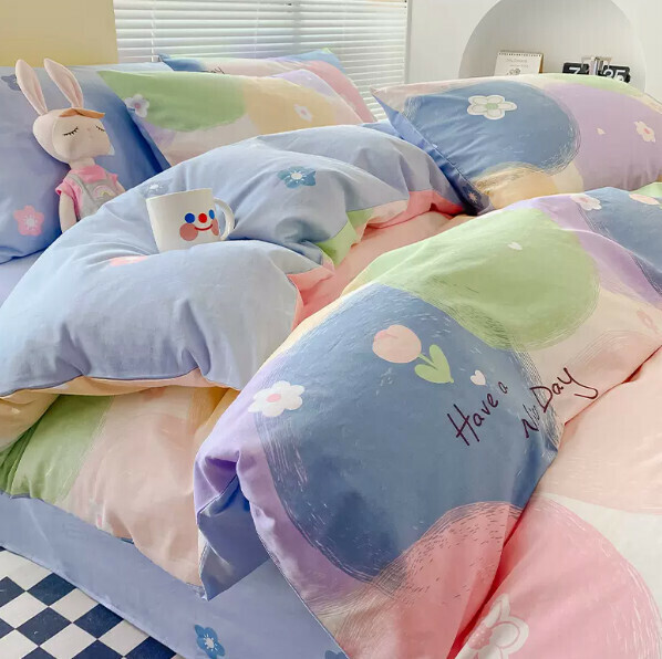 新款小清新純棉床上四件套（多彩生活【100%精梳全棉 親膚裸睡】【1.5米床（床單款四件套）適合200*230cm被芯】）