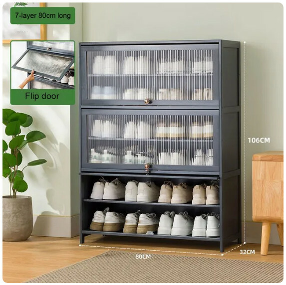 Hot recommended living room shoe cabinet dustproof storage cabinet multi-layer shoe rack (7 layers x 80cm)