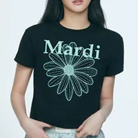 [S] MARDI SLIM T-SHIRT FLOWER, BLACK MINT, MFK42JSS010BKMT00 (SMD32)