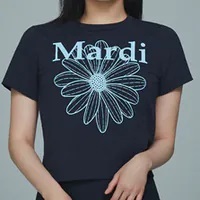 [S] MARDI SLIM T-SHIRT FLOWER,NAVY SKY, MFK42JSS010NVSK00 (SMD33)