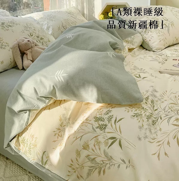 熱賣小清新純棉床上四件套（仙草【A類裸睡級 品質升級加厚保暖】【2.0米床（床單款四件套）適合220*240cm被芯】）