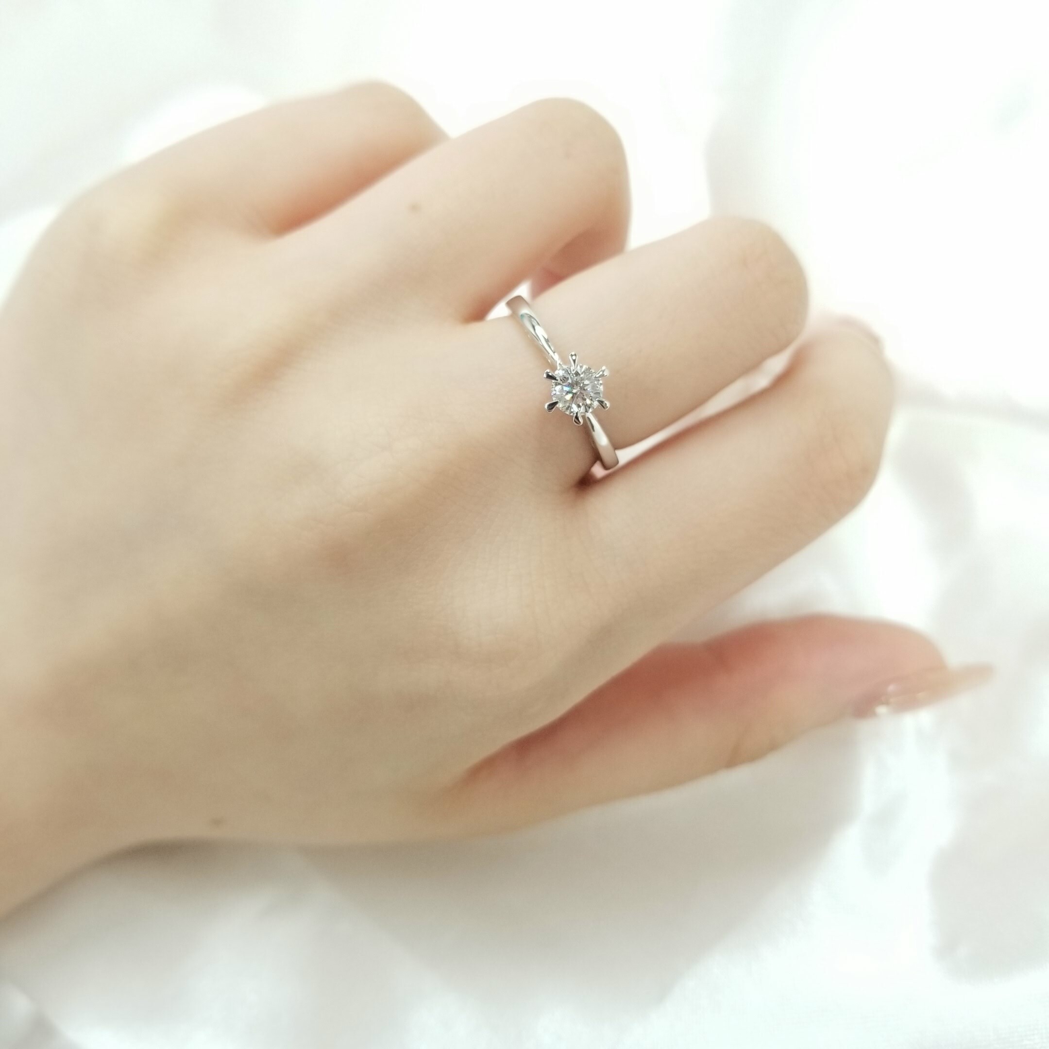 全新18K白金【單粒36份鑽石】戒指