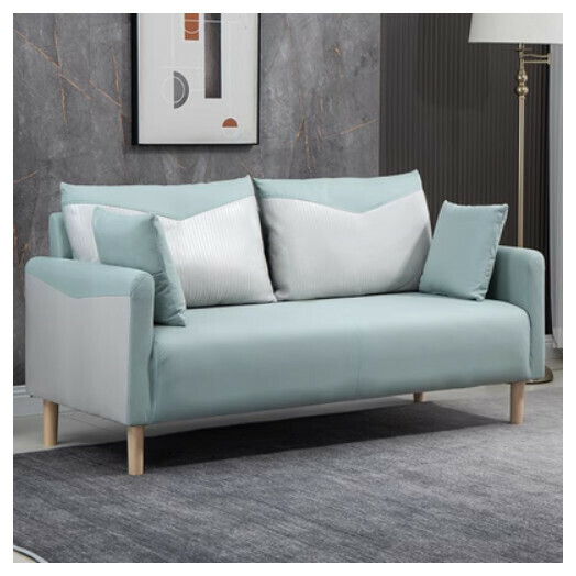 New fabric sofa [light blue + light gray] (double space 125CM (free two pillows)