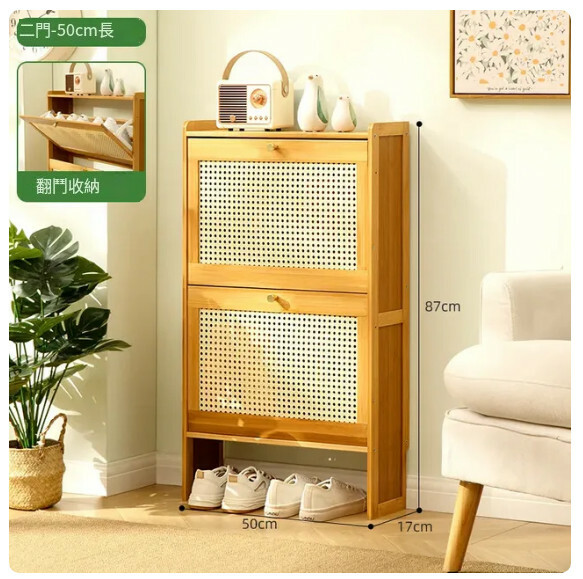 Hot Recommended Shoe Cabinet Shoe Cabinet Rack Door Side Table (2 Layers 50cm)