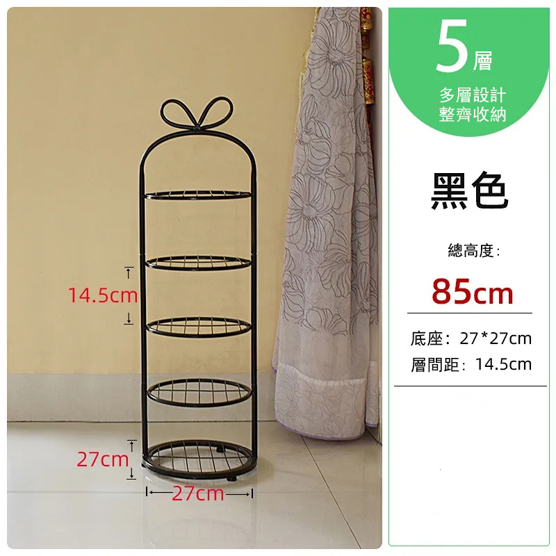 Hot push metal shoe cabinet vertical storage shelf multi-layer flower rack (5 layers) black