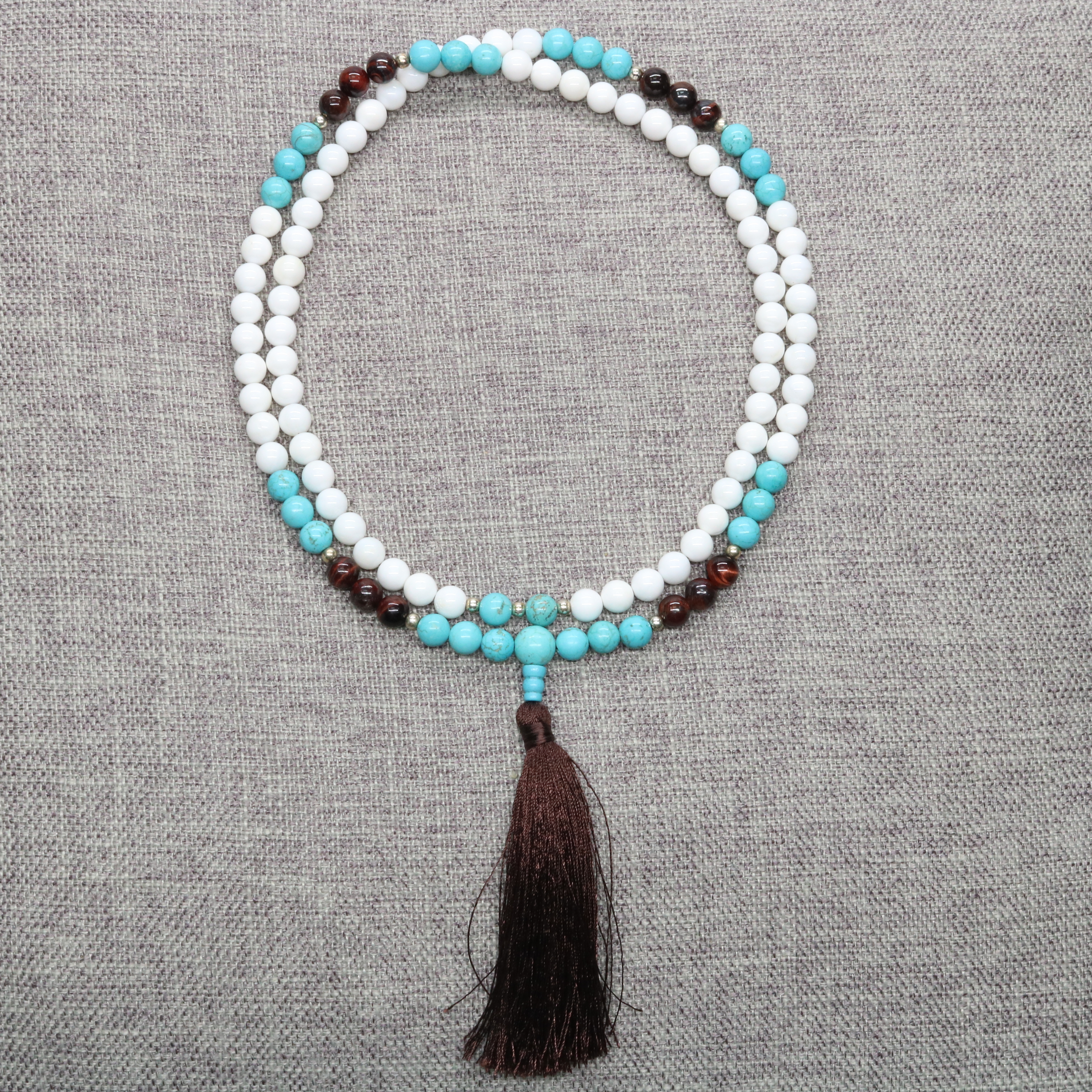 尼泊爾紅虎眼 綠松石 8-8.5mm 108顆珠手串/頸鏈/車掛/飾品