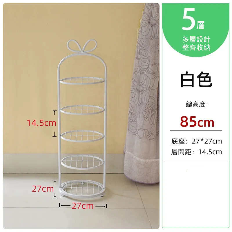Hot push metal shoe cabinet vertical storage shelf multi-layer flower rack (5 layers) white