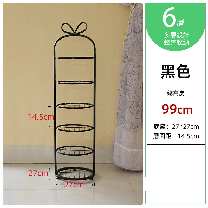 Hot push metal shoe cabinet vertical storage shelf multi-layer flower rack (6 layers) black