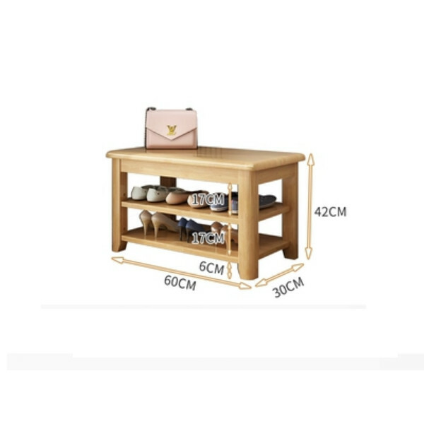 Hotly recommended Nordic solid wood furniture, shoe changing stool, shoe rack, bedside table, sofa side cabinet (2 layers 60cm) solid wood color