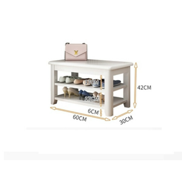 Hotly recommended Nordic solid wood furniture, shoe changing stool, shoe rack, bedside table, sofa side cabinet (2 layers 60cm) white