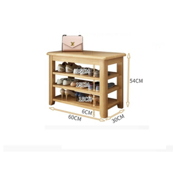 Hotly recommended Nordic solid wood furniture, shoe changing stool, shoe rack, bedside table, sofa side cabinet (3 layers 60cm) solid wood color