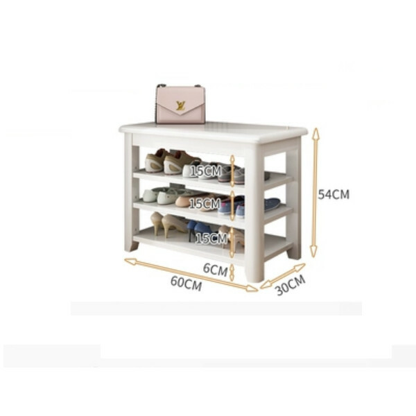 Hotly recommended Nordic solid wood furniture, shoe changing stool, shoe rack, bedside table, sofa side cabinet (3 layers 60cm) white