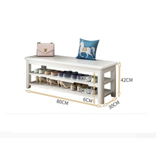 Hotly recommended Nordic solid wood furniture, shoe changing stool, shoe rack, bedside table, sofa side cabinet (2 layers 80cm) white