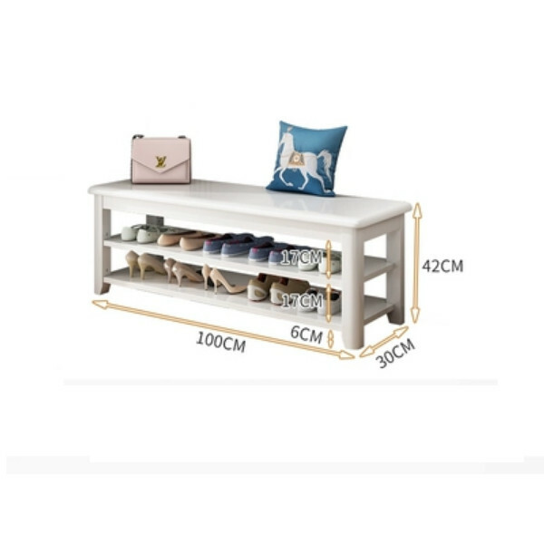 Hotly recommended Nordic solid wood furniture, shoe changing stool, shoe rack, bedside table, sofa side cabinet (2 layers 100cm) white