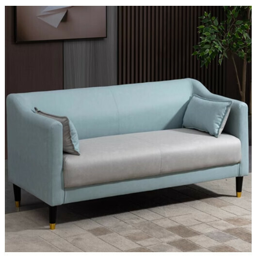 New fabric sofa [mint green + light gray no-wash technical cloth] (double space 123cm (free two pillows)