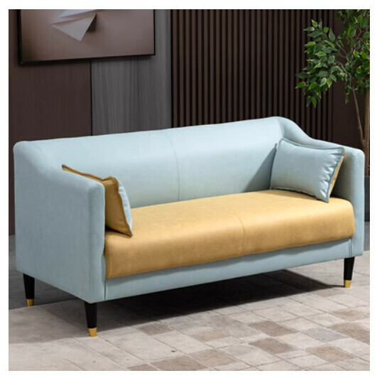 New fabric sofa [mint green + turmeric no-wash technical cloth] (double space 123cm (free two pillows)
