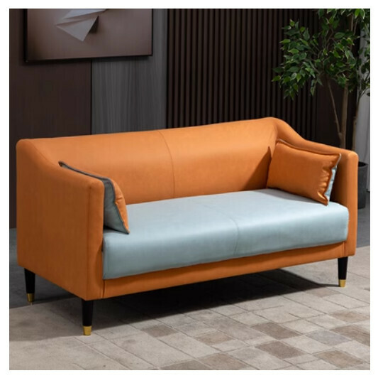 New fabric sofa [orange + mint green no-wash technical cloth] (double space 123cm (free two pillows)