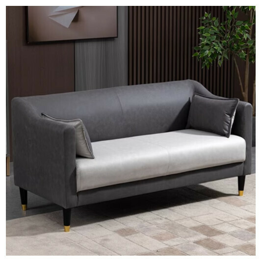 New fabric sofa [dark gray + light gray no-wash technical cloth] (double space 123cm (free two pillows)