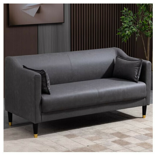 New fabric sofa [dark gray no-wash technical cloth] (double 123cm (free two pillows)