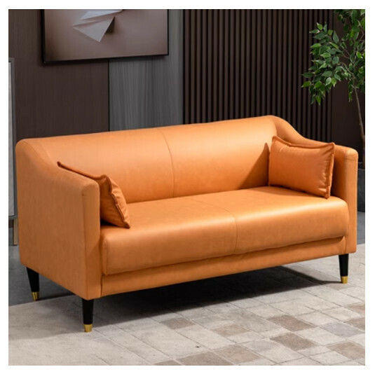 New fabric sofa [orange no-wash technical cloth] (double space 123cm (free two pillows)