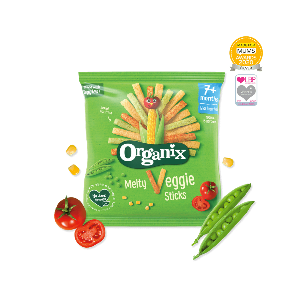 Organix Melty Veggie Sticks Organic Finger Food Toddler Snack 7+ Months (4 x 15g) (92353)