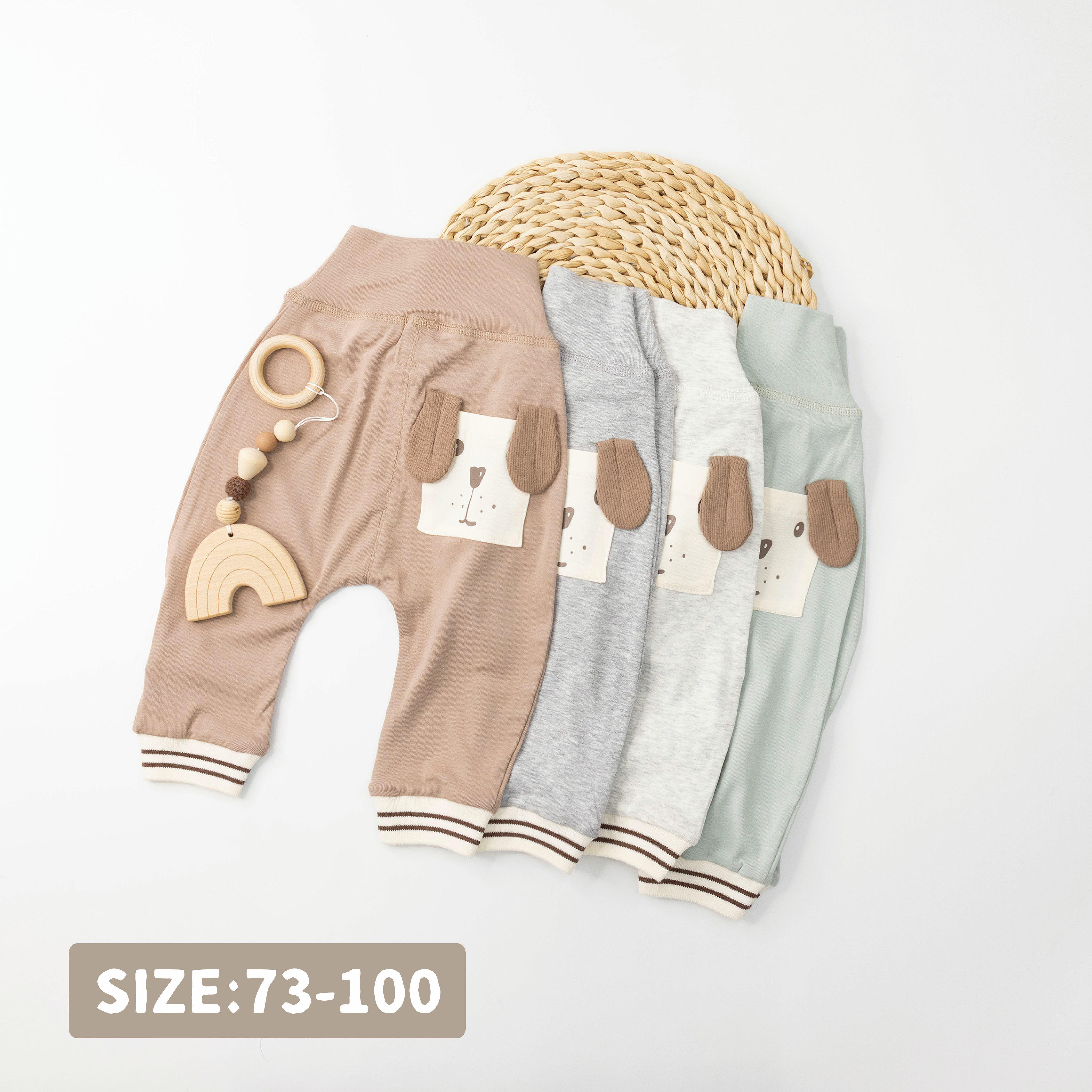 【JG0350】狗狗造型口袋親膚護肚褲/長褲＊四色