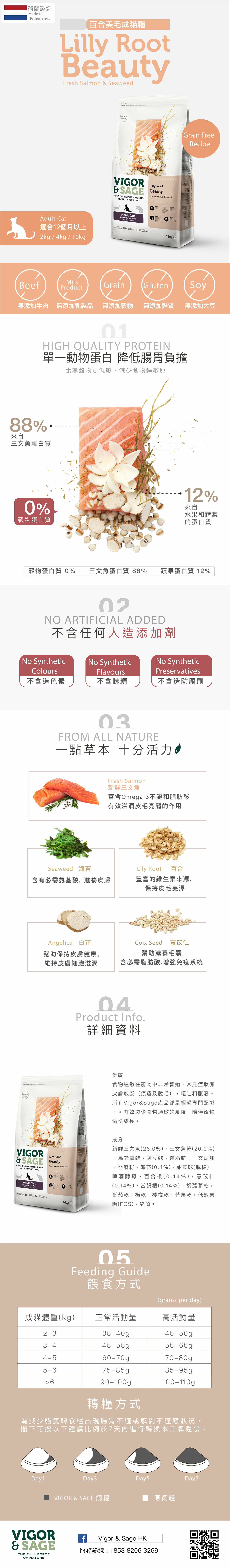Vigor & Sage 百合美毛成貓糧 10KG