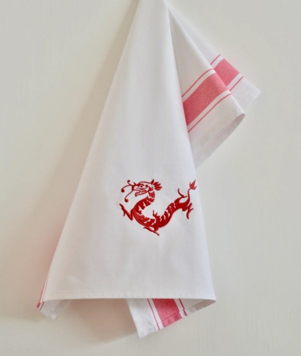 ZEST OF ASIA icon hong kong tea towel - red dragon