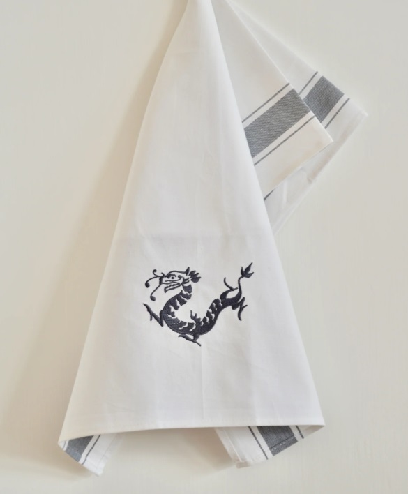 ZEST OF ASIA icon hong kong tea towel - blue junk