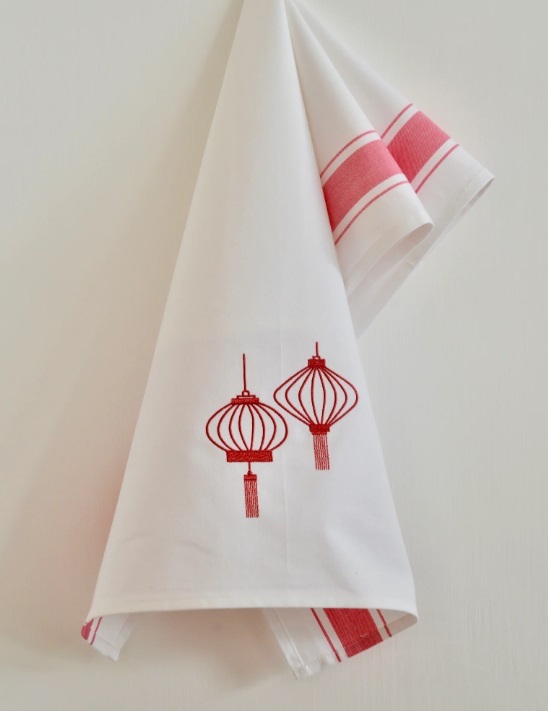 ZEST OF ASIA icon hong kong tea towel - red lanterns