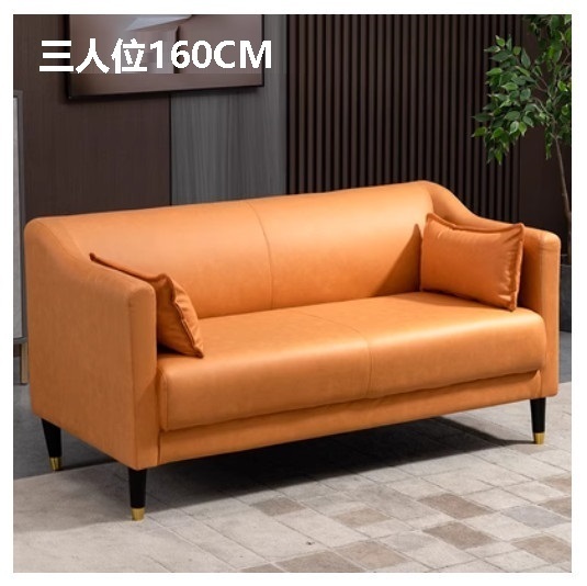 New fabric sofa [orange no-wash technical cloth] (three people 160cm (free two pillows)