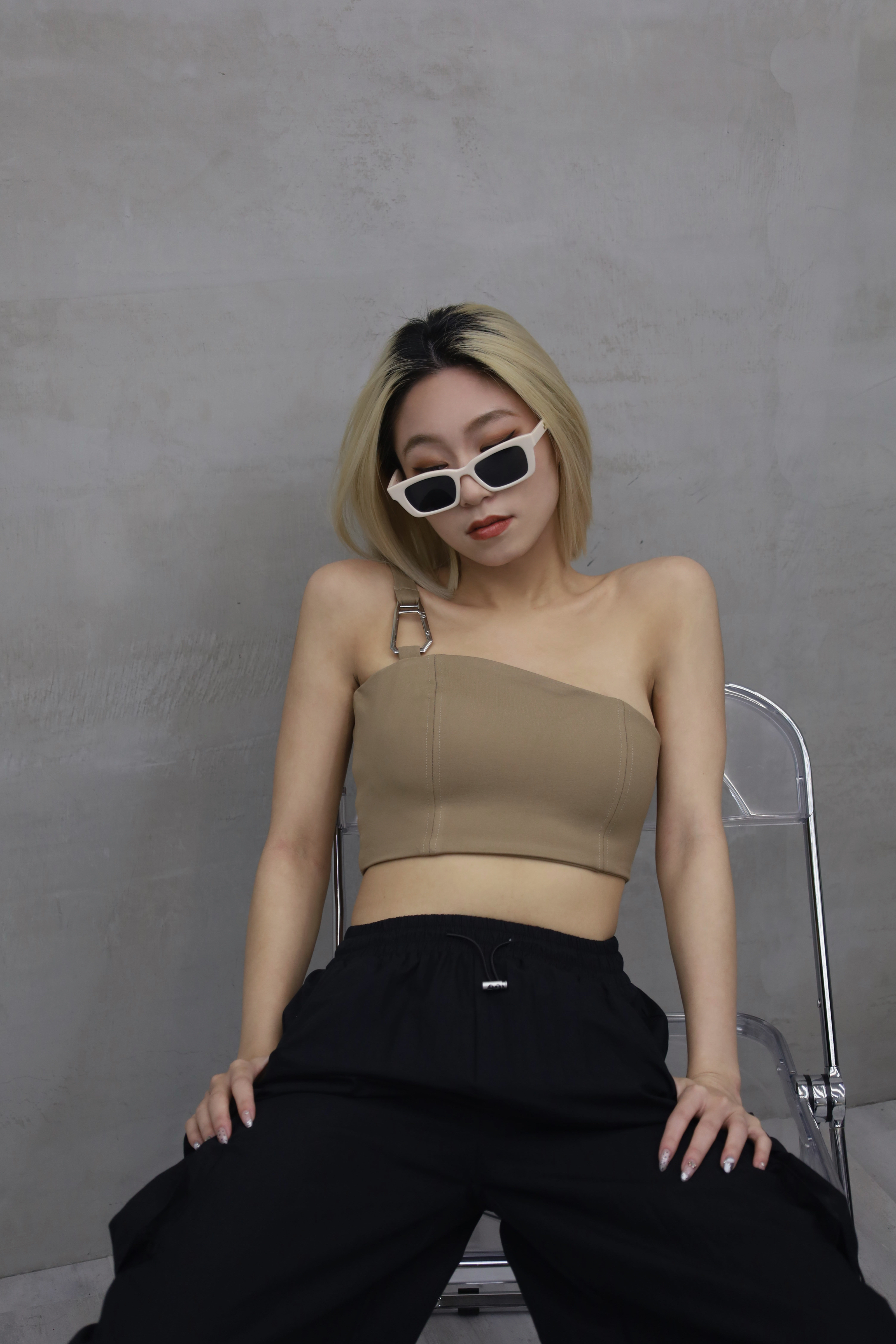 單肩銀釦小背心