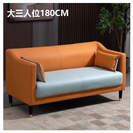 New fabric sofa [orange + mint green no-wash technical cloth] (3 adults 180cm (2 pillows included)
