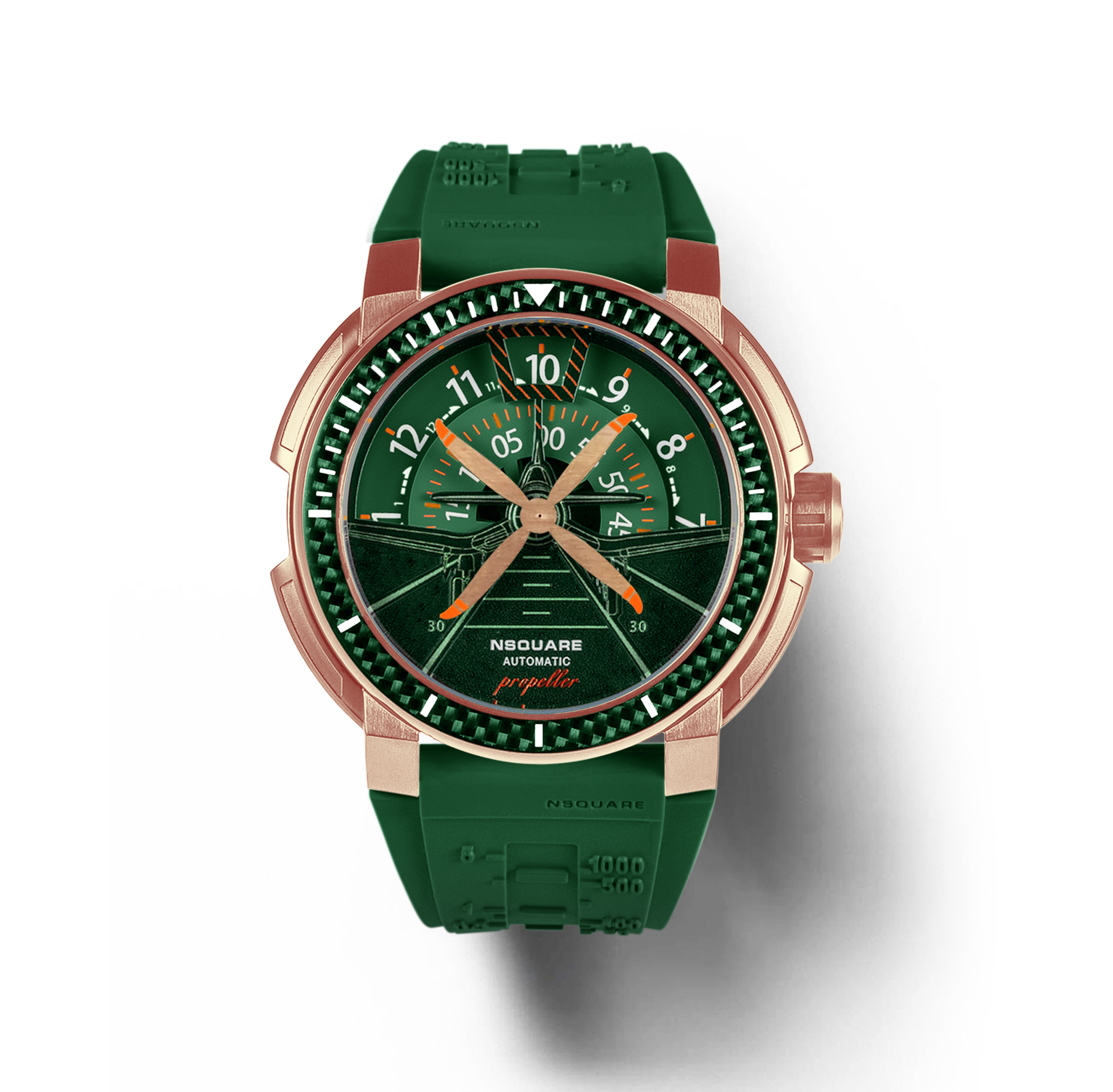 【NSQUARE】Propeller螺旋槳飛行機械系列 矽膠自動機械腕錶 G0512-
