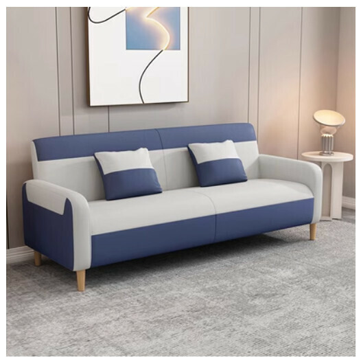 New fabric sofa [dark blue + off-white] (double space 105CM)