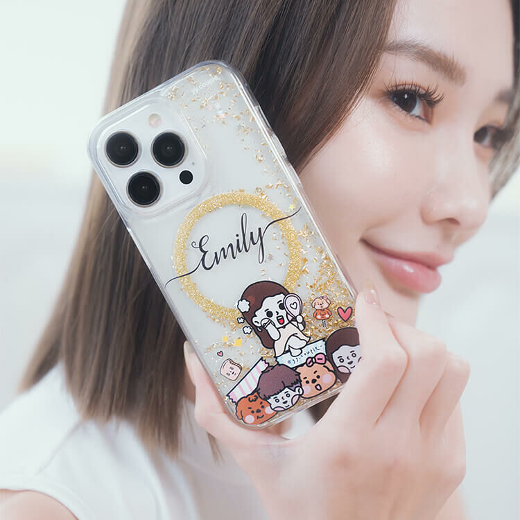 【插畫聯名】挖系小y 開心少女 香檳金貝拉殼 (MagSafe) - iPhone客製化防摔手機殼