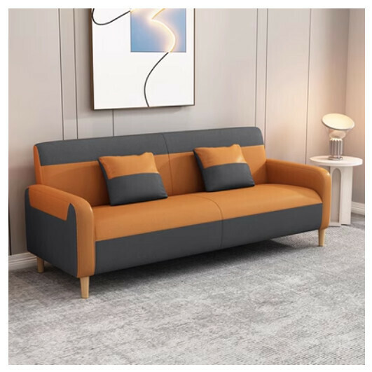 New fabric sofa [dark gray + orange] (double space 105CM)