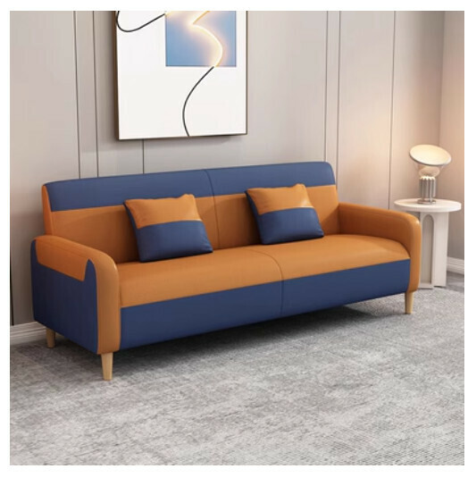 New fabric sofa [dark blue + orange] (double space 105CM)