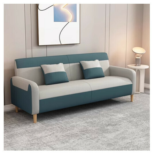 New fabric sofa [Lake blue + light gray] (double seat 105CM)