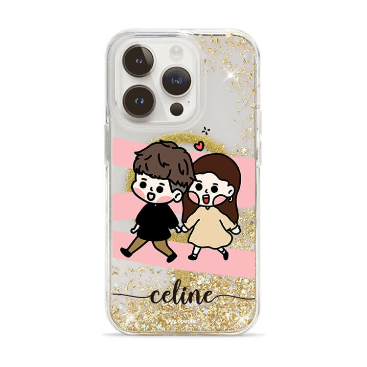 【插畫聯名】挖系小y 黑皮情侶 香檳金貝拉殼 (MagSafe) - iPhone客製化防摔手機殼
