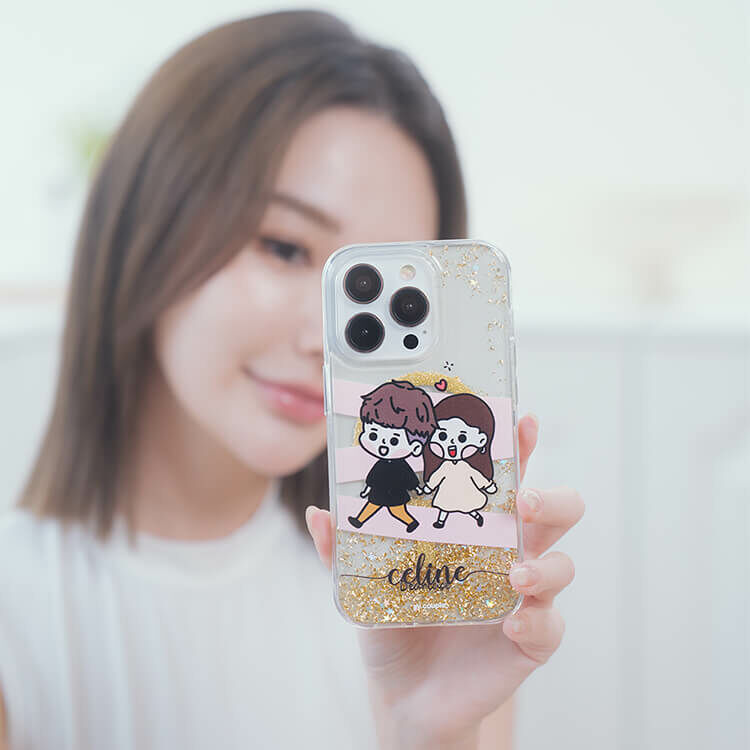 【插畫聯名】挖系小y 黑皮情侶 香檳金貝拉殼 (MagSafe) - iPhone客製化防摔手機殼