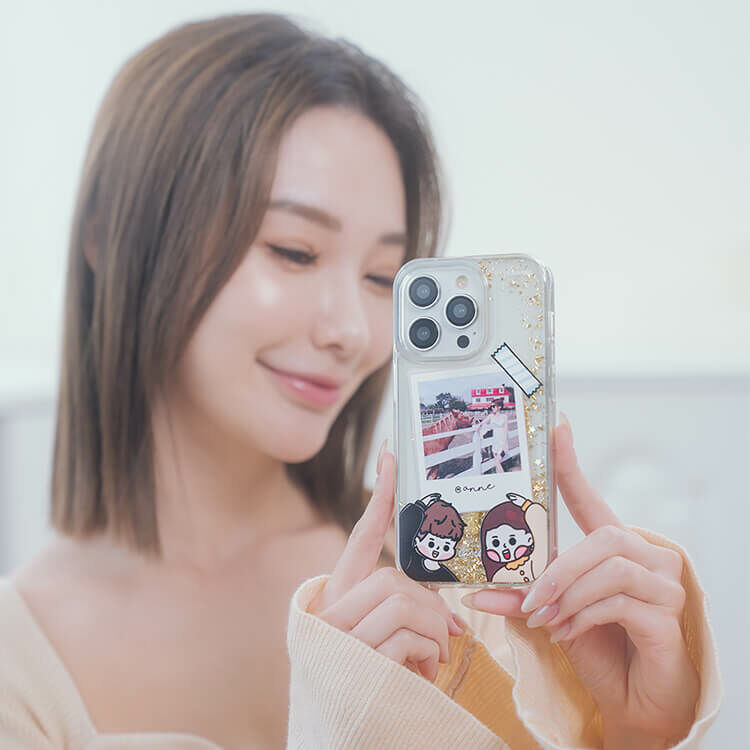 【插畫聯名】挖系小y 幸福情人 香檳金貝拉殼 (MagSafe) - iPhone客製化防摔手機殼
