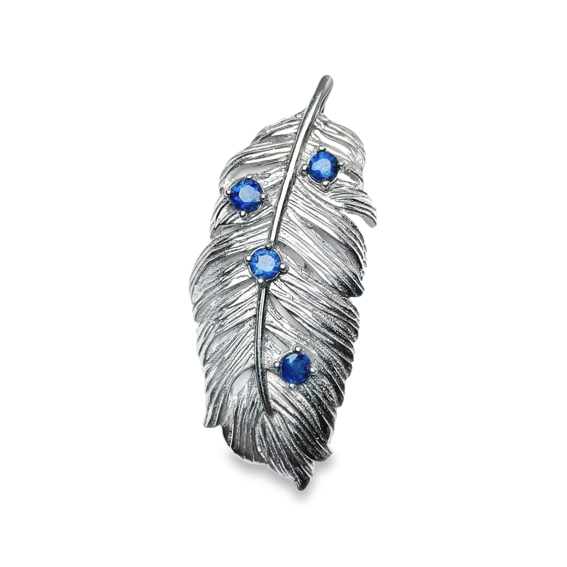 TJ1025藍寶石羽毛兩用胸針/吊墜